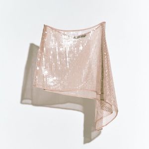 Zara Rose Gold Sequin Mini Skirt
